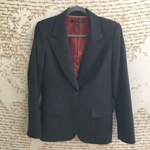 🌹Chic and Unique Anne Klein Black/White Pinstripe Wool Blend Blazer - EUC!